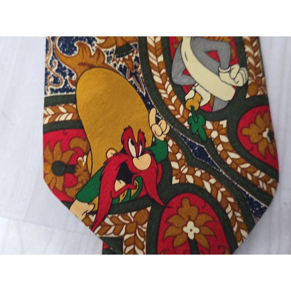 1993 Looney Tunes Tie Bugs Bunny Tasmanian Devil Marvin Martian  Yosemite Sam - Picture 2 of 16
